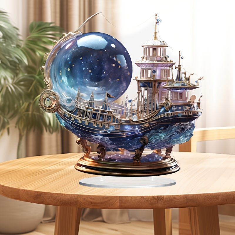 Office Technologies - Figurine de bateau en cristal violet
