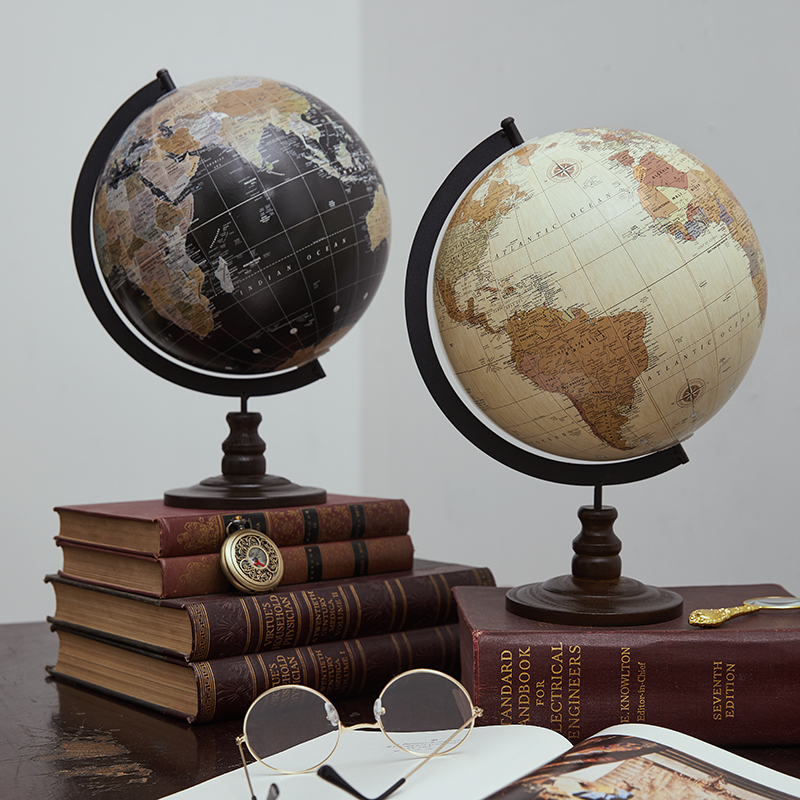 Office Technologies - Globe débareuropéen vintage, globe débaren bois,